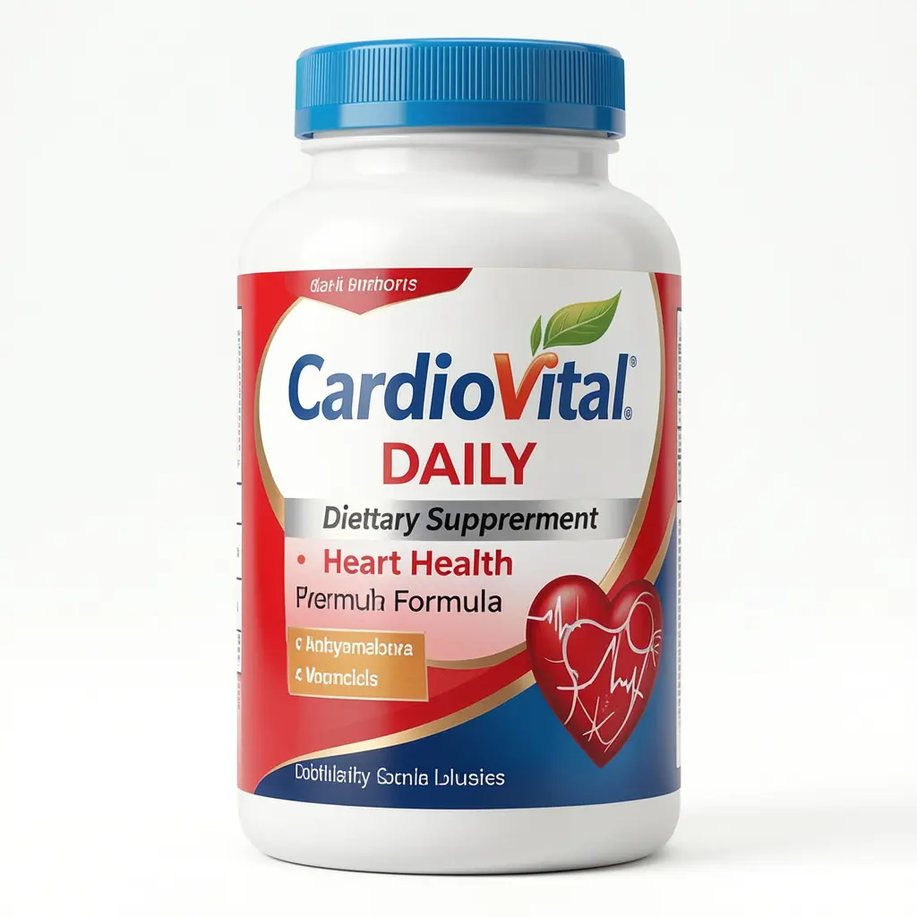 CardioVital Daily dietary supplement bottle with heart health formula